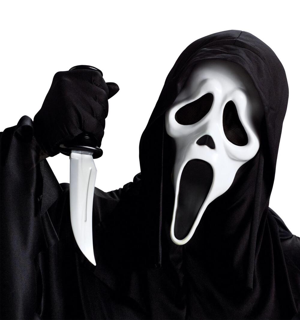 SCREAM GHOST FACE MASK WITH HOOD & KNIFE HALLOWEEN COSTUME SET FW93228 NWT